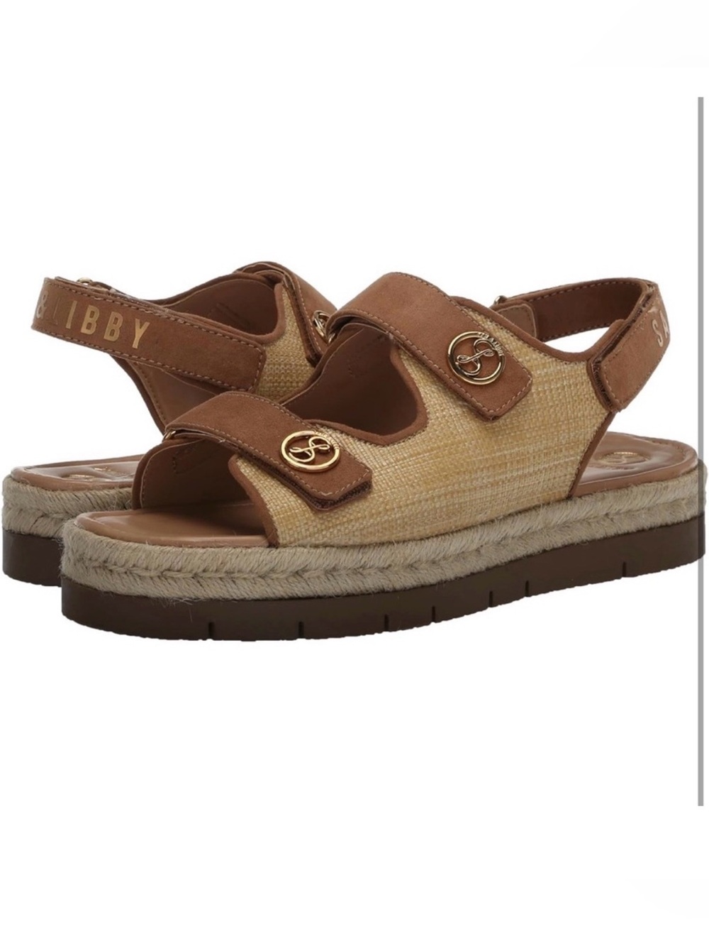 Sam & Libby Austin Platform Strap Sling Back Coastal Nautical Shoe Sandal 8.5